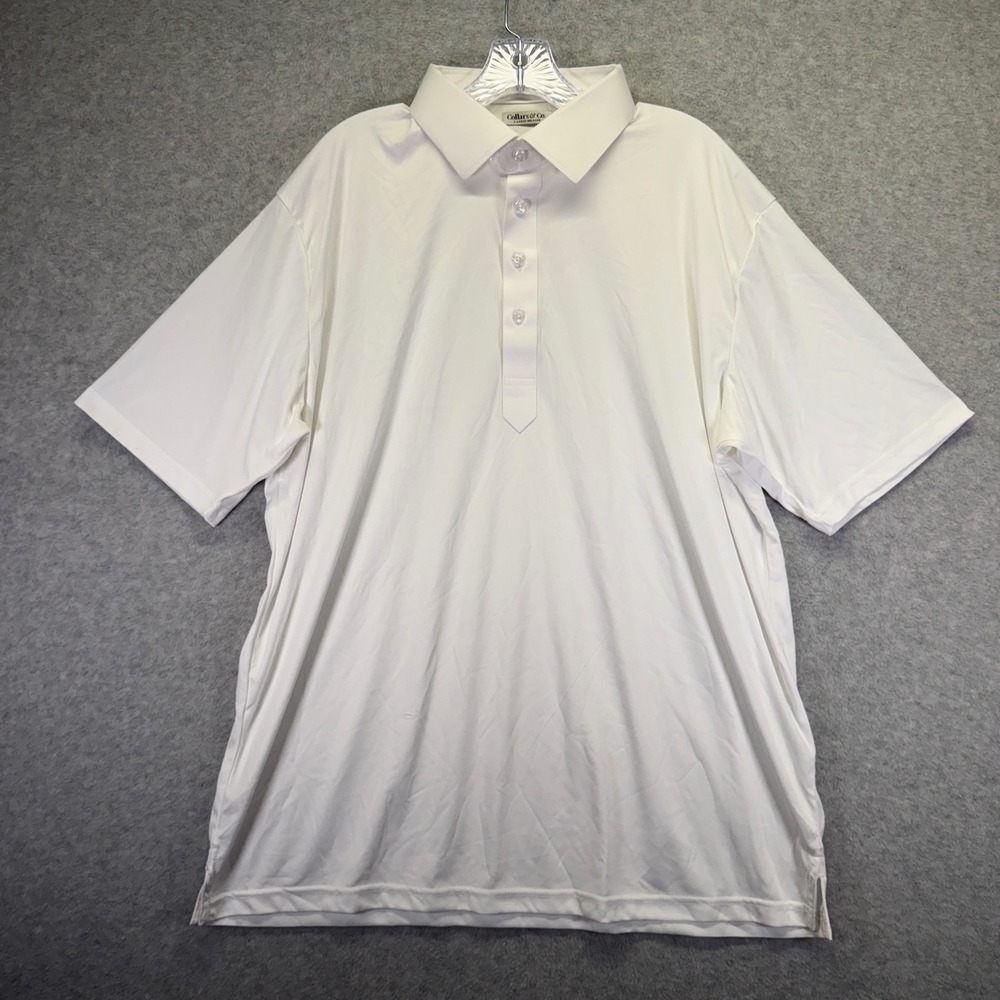 Collars & Co Dress Collar Polo Shirt Mens XL White Relaxed Performance Stretch